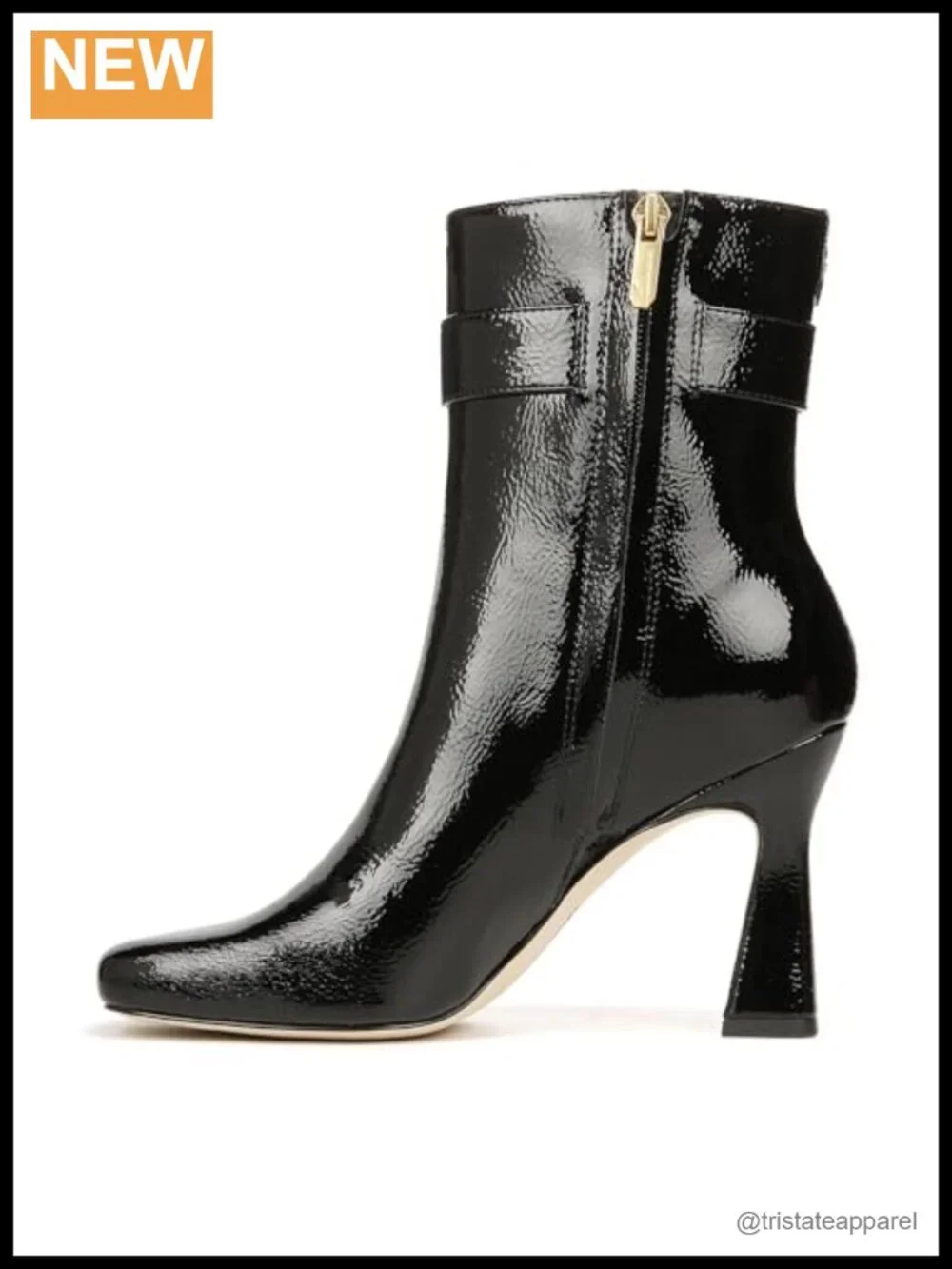 Women's Dress Ankle Boots - Square Toe Stiletto Heel Buckle Zip